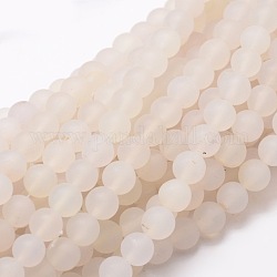 Dyed Frosted Natural Agate Round Beads Strands, PapayaWhip, 10mm, Hole: 1mm, about 38pcs/strand, 14.5 inch
