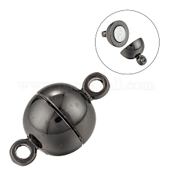Gestellbeschichtete Messing-Magnetverschlüsse mit Schlaufen, starker Magnet der Klasse n45, langlebig plattiert, Runde, Metallgrau, 14.5x8 mm, Bohrung: 1.6 mm