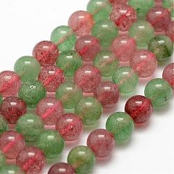 Natürlichen Erdbeere Quarzperlen Stränge, Runde, 8 mm, Bohrung: 1 mm, ca. 48 Stk. / Strang, 15.3 Zoll (39 cm)