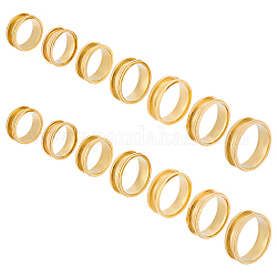 Unicraftale 14pcs 7 size Unisex Titanium Steel Grooved Finger Ring Sets, Wide Band Rings, Golden, Inner Diameter: 16~22.1mm, Slot: 4mm, 2Pcs/size