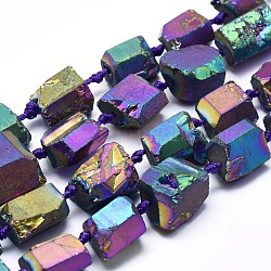 Chapelets de perles de cristal de quartz naturel électrolytique, pépites, colorées, 10~18x10~18mm, Trou: 1mm, Environ 28~30 pcs/chapelet, 18.8 pouce (48 cm)
