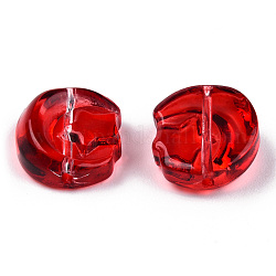 Perle di vetro verniciate a spruzzo trasparente, luna con stelle, rosso, 14x12.5x5mm, Foro: 1 mm