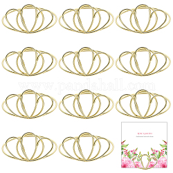Iron Spiral Place Card Holders, Memo Holders, for Restaurants, Wedding, Office, Double Heart, Golden, 53x48.5x24mm, Inner Diameter: 47mm