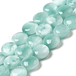 Brins de perles de verre naturel, Grade a, plat rond, bleu aqua, 12x4~6.5mm, Trou: 1mm, Environ 34 pcs/chapelet, 15.5~15.7'' (39.37~39.88 cm)
