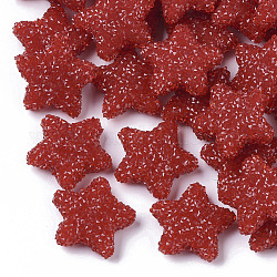 Abalorios de resina, con rhinestone de cristal, imitación de estilos de alimentos dulces, estrella, rojo, 23.5x24x8mm, agujero: 1.4 mm