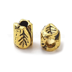Perline in lega stile tibetano,  cadmio& piombo libero, foglia, oro antico, 7x5.5x5.5mm, Foro: 2.5 mm, circa 1428pcs/1000g
