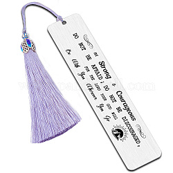 FINGERINSPIRE Inspirational Words Stainless Steel Bookmarks - Be Strong & Courageous with Tassel & Gift Box Encouragement Graduation Gift for High School Elementary College Student Book Lover