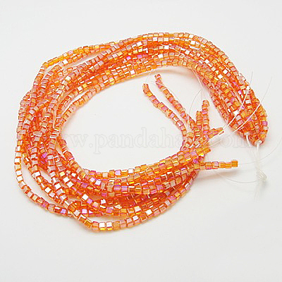 Chapelets de perles en verre électroplaqué&nbsp;EGLA-D018-6x6mm-51-1
