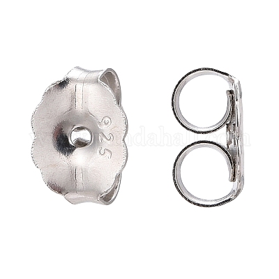 925 tuerca para pendientes de plata de ley chapada en rodio antideslustre&nbsp;STER-E041-11B-1