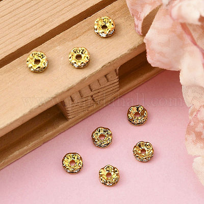 Perles séparateurs en laiton avec strass&nbsp;RB-A014-L5mm-01G-1