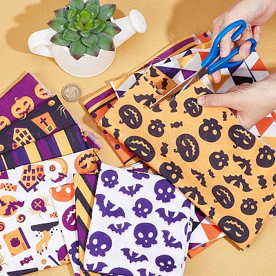 Tessuto in policotone stampato halloween&nbsp;DIY-WH0032-07A-1