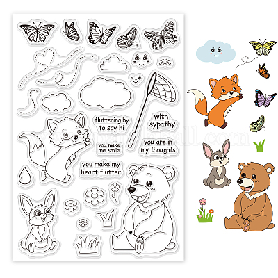 PVC Plastic Stamps, for DIY Scrapbooking, Photo Album Decorative, Cards  Making, Stamp Sheets, Animal Pattern, 16x11x0.3cm