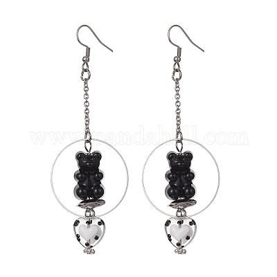 Boucles D'oreilles Nounours Noir - Modèle Adulte Femme - Neuf Avec étiquettes - Style Mignon Et Fun