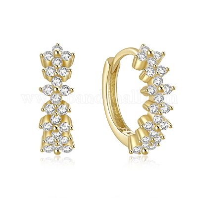 925 Sterling Silver Twisted Circle Earrings with Diamond Inlay&nbsp;VT3298-7-1