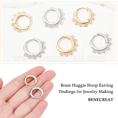 Wholesale BENECREAT 12PCS 2 Mixed Color Round Brass Hoop Earrings Huggie  Hoop Earrings Round Earring Hoops(18.5x16x2.5mm) for DIY Jewelry Making 