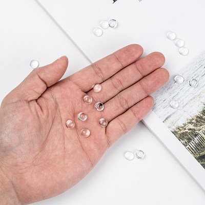Transparent halbrund Glas Cabochons&nbsp;GGLA-R027-8mm-1