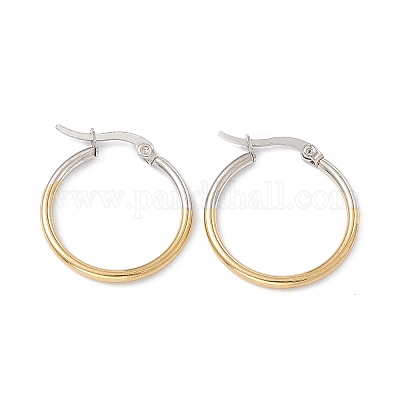Wholesale Two Tone 201 Stainless Steel Hoop Earrings with 304 Stainless  Steel Pins for Women