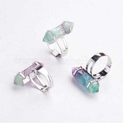 Natürliche Fluorit Fingerringe&nbsp;RJEW-P120-A04-1