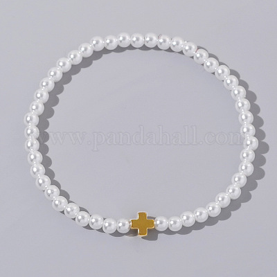 Braccialetti elasticizzati da donna con perline imitazione croce alla moda&nbsp;BC8772-2-1