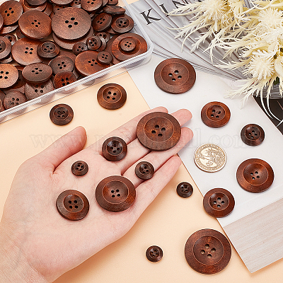 E-outstanding 100PCS Mixed Wooden Button 15mm Mixed 2 Holes Round Wood  Craft Bulk Buttons Decorative Button for Sewing Craf, 15mm