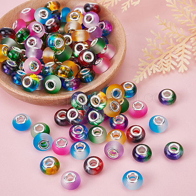 SUNNYCLUE 1 Box 100Pcs 10 Colors Resin European Large Hole Beads