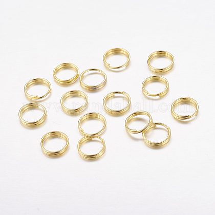 アイアンスプリットリング  ダブルループ丸カン  カドミウムフリー＆鉛フリー  ゴールドカラー  7x1.4mm  内径約6.3mm X-JRDG7mm-1