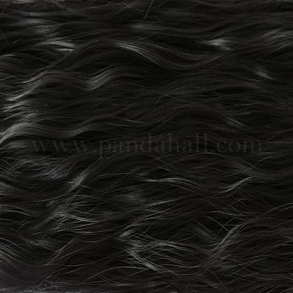 女性のための長い巻き毛のポニーテールヘアエクステンション  ポニーテールを包む  合成かつら  耐熱高温繊維  ブラック  23.6インチ（60cm） OHAR-E018-04-1