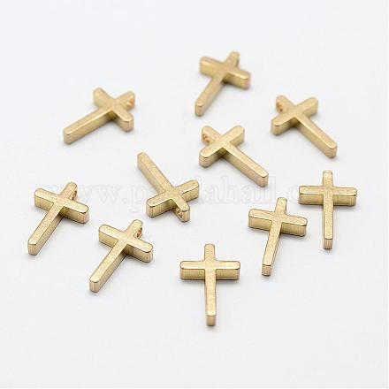 Brass Tiny Cross Charms KK-P094-29-1