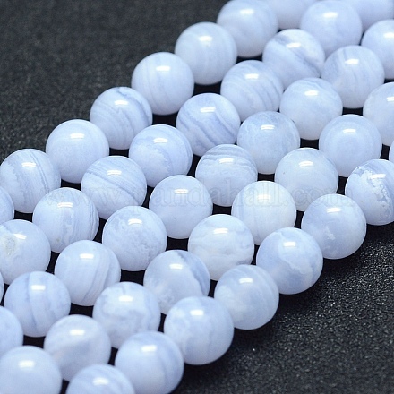 Chapelets de perles en agate avec dentelle bleue naturelle G-P342-04-8mm-A+-1