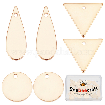 Beebeecraft 30Pcs 3 Style Flat Blank Charms 18K Gold Plated Round Teardrop Triangle Shape Pendants Charms for DIY Jewelry Making Bracelet Necklace KK-BBC0001-72-1
