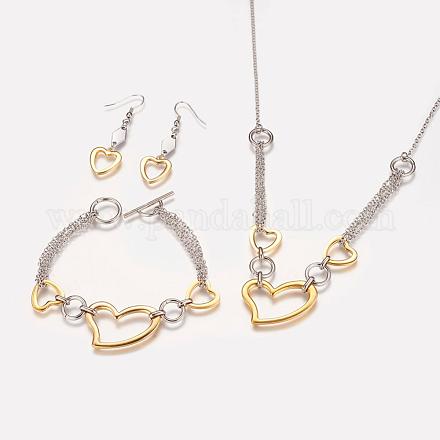 304 Stainless Steel Jewelry Sets SJEW-P145-02PG-1