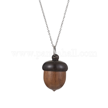 Colliers pendentifs glands déconnectables en bois d'ébène NJEW-JN04625-01-1