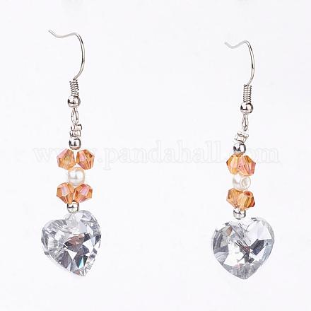 Electroplate Glass Beads Dangle Earrings EJEW-JE02481-02-1