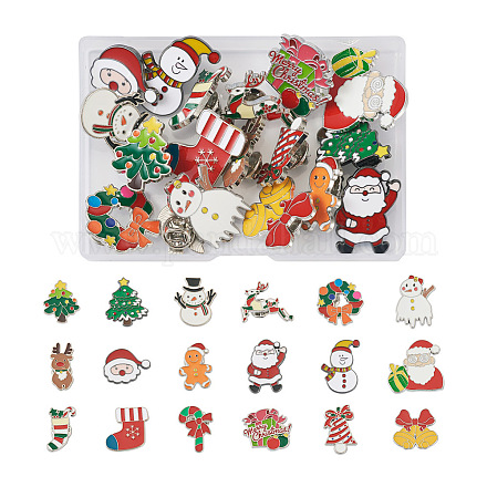 Yilisi 18 stücke 18 stil weihnachtsglocke & baum & socke & schneemann & zuckerstange emaille pin JEWB-YS0001-10-1