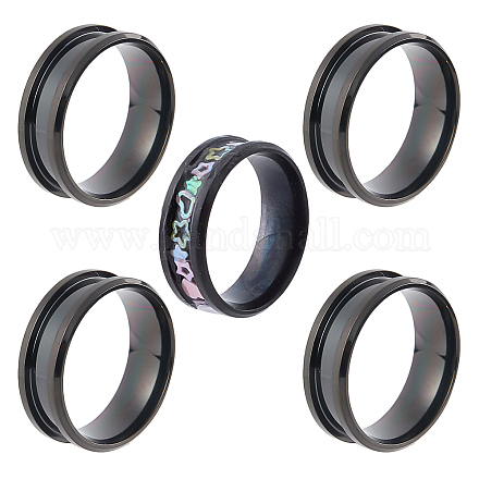 Sunnyclue 5 piezas 201 ajustes de anillo de dedo ranurado de acero inoxidable FIND-SC0003-16EB-1