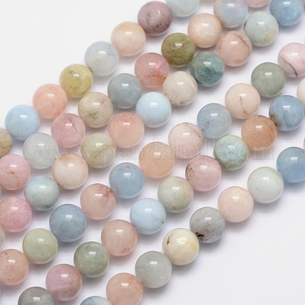 Morganite naturales hebras de perlas redondo G-I159-10mm-1