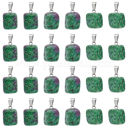 UNICRAFTALE 24pcs Natural Ruby in Zoisite Pendants with Stainless Steel Snap On Bails Gemstone Pendant 3x7.5mm Large Hole Quartz Pendants Crystal Stone Necklace Pendants for DIY Jewelry Making G-UN0001-16C-1