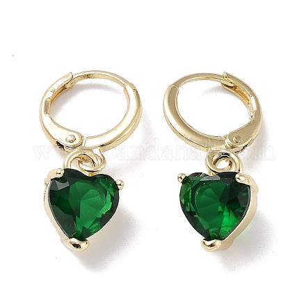 Real 18K Gold Plated Brass Heart Dangle Leverback Earrings EJEW-L269-046G-02-1