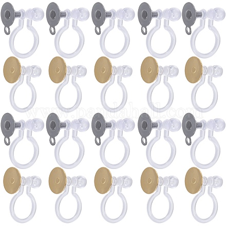 SUNNYCLUE 20Pcs 2 Styles 304 Stainless Steel & Plastic Clip-on Earring Findings STAS-SC0006-82-1