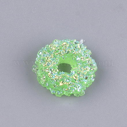 樹脂カボション  ABカラーメッキ  ドーナツ  模造食品  薄緑  17~18.5x7~8mm CRES-T010-48F-1