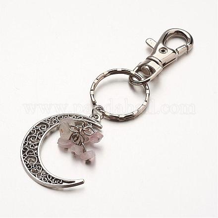 Porte-clés pendentif quartz rose naturel KEYC-JKC00099-01-1