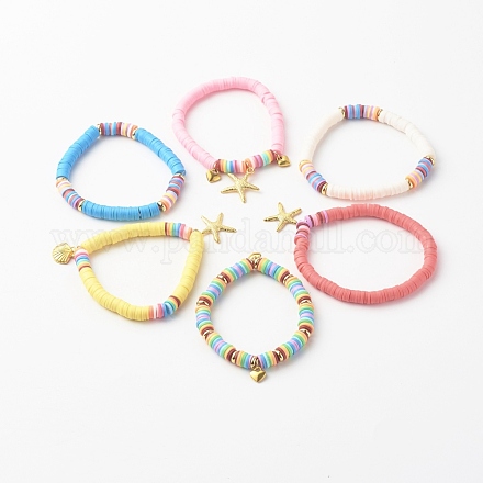 Handmade Polymer Clay Heishi Beads Stretch Bracelets BJEW-JB0001-CPQ-1