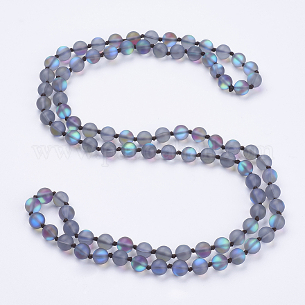 Synthetic Moonstone Beaded Multi-use Necklaces/Wrap Bracelets NJEW-K095-C10-1