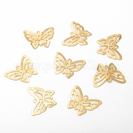 鉄の蝶フィリグリージョイナリンク  ゴールドカラー  16x20x0.7mm  穴：1mm KK-O015-19-1