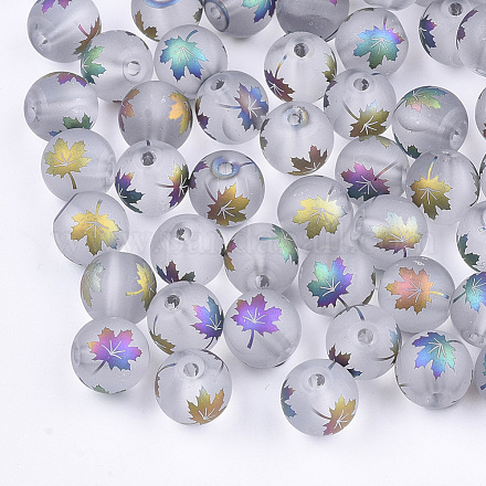 Autumn Theme Electroplate Transparent Glass Beads EGLA-S178-01E-1