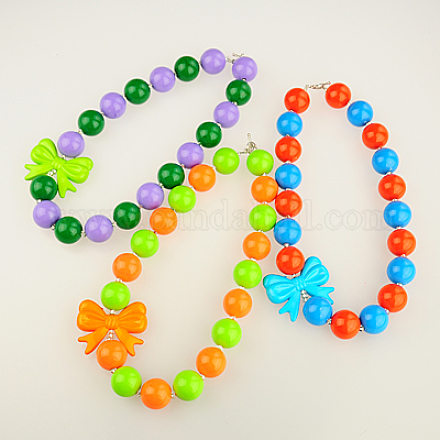 Enfants en bloc perles acryliques bubblegum colliers volumineux NJEW-JN00403-1