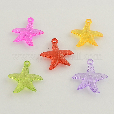 Transparent Acrylic Starfish/Sea Stars Pendants TACR-Q004-M03-1