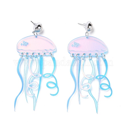 Boucles d'oreilles pendantes méduse acrylique EJEW-H089-01P-1