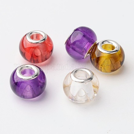 Mixed Large Hole Rondelle Glass European Beads X-GPDL-Q012-M-1