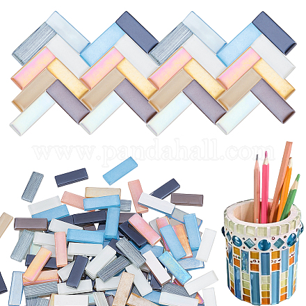 Conjuntos de piezas de mosaico de cabujones de vidrio rectangulares pandahall elite PORC-PH0001-32-1